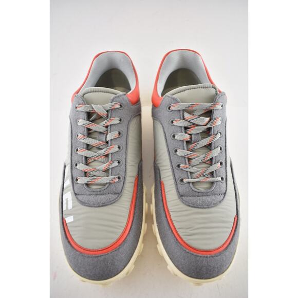 Chanel Mens 18K Grey Orange Nylon CC Logo Lace Up Low Top Trainer Sneaker 44 11 - Picture 7 of 14